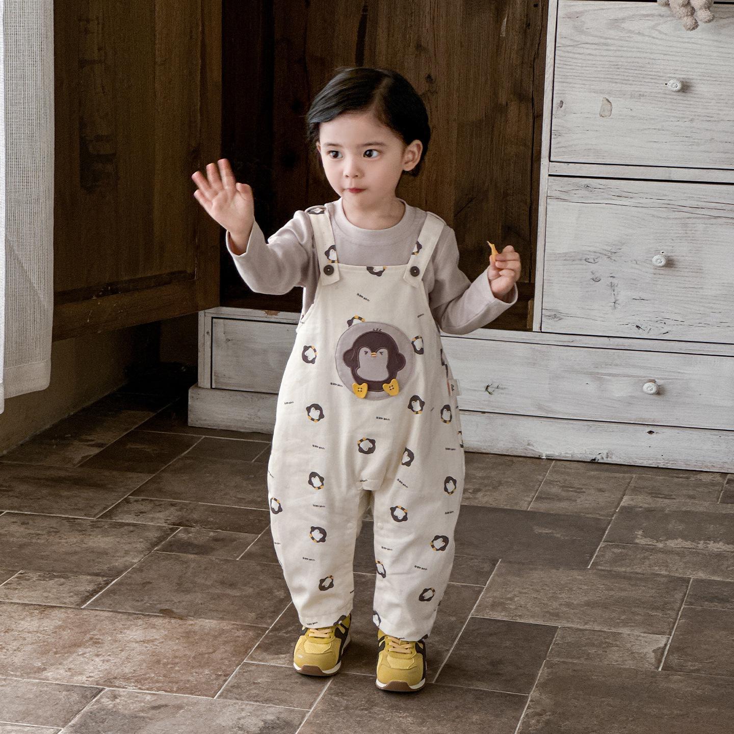 2026 Spring Boys  Korean-Style Base Layer & Overalls Set - Baby Two-Piece 73 cm светло-фиолетовый