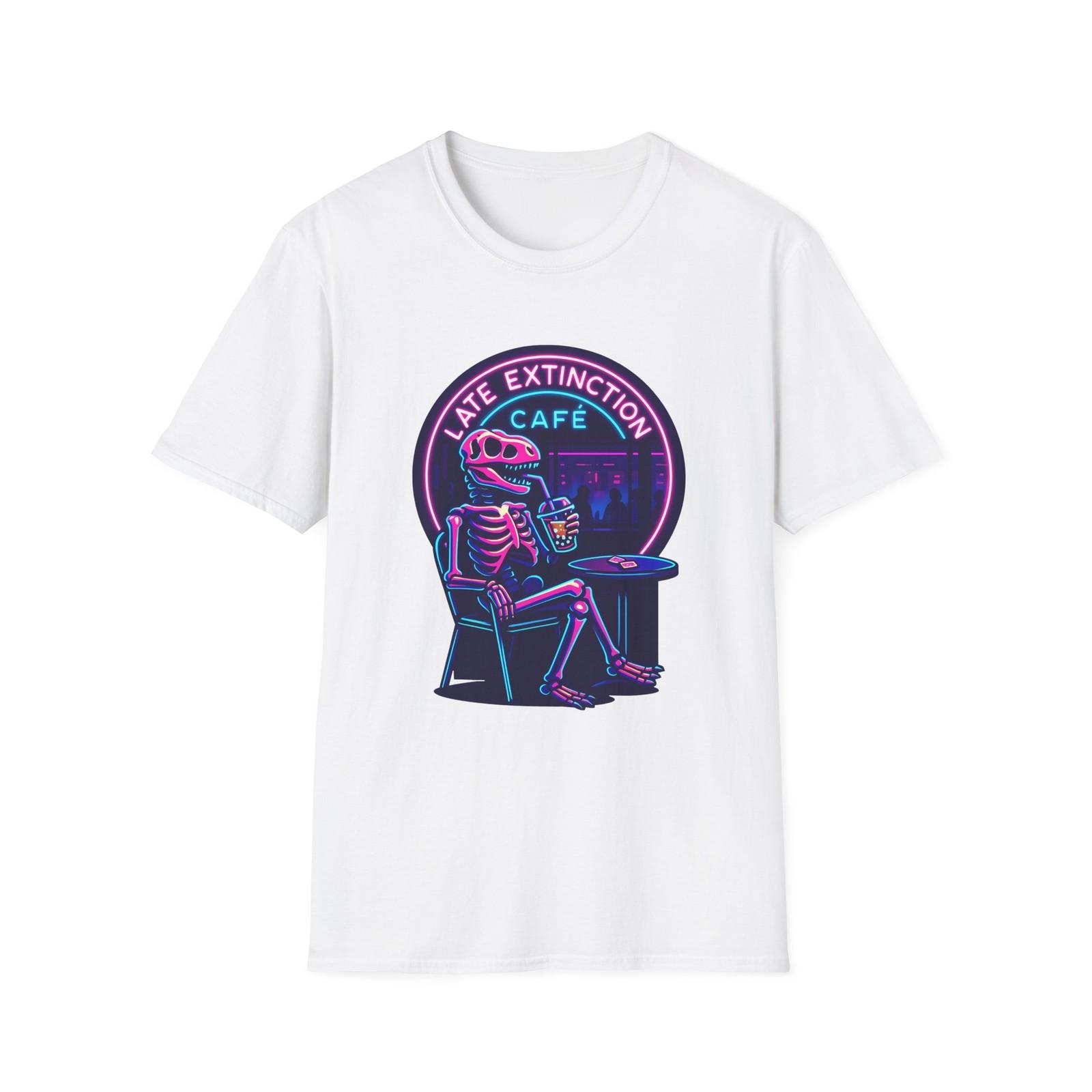 Unisex Softstyle T-Shirt Dinosaur Skeleton Boba Tea Cyberpunk Neon S