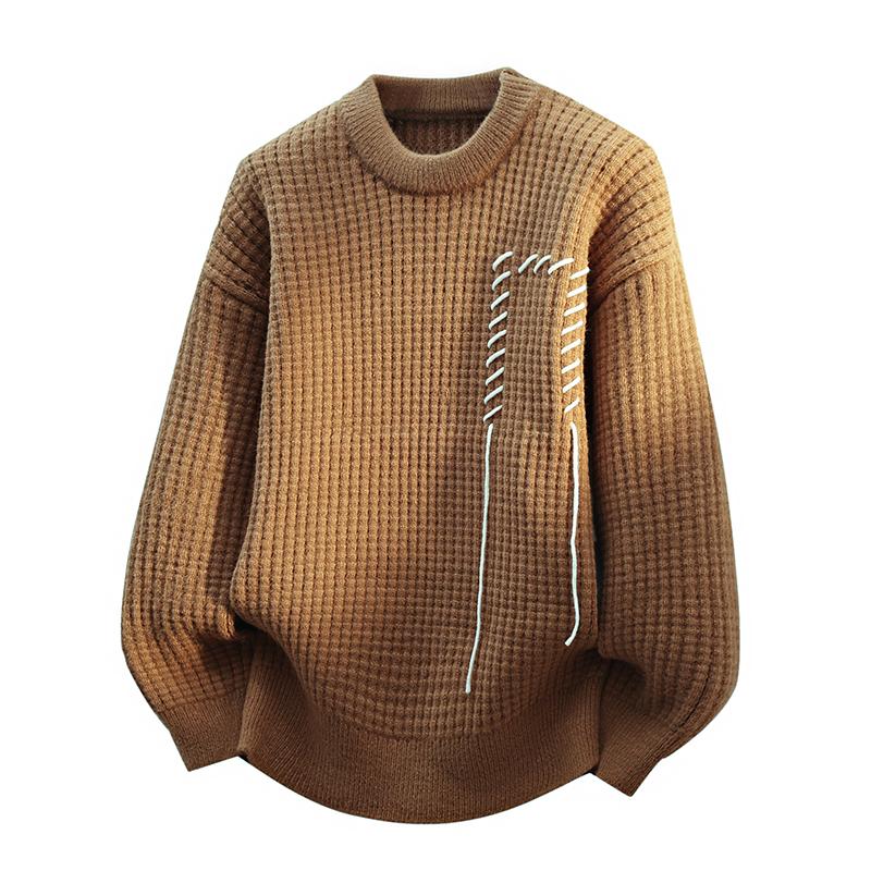 Solid Color for Men in Autumn and Winter Warm Loose Pullover Sweaters for Men with Strappy Round Neck Fashionable Tops