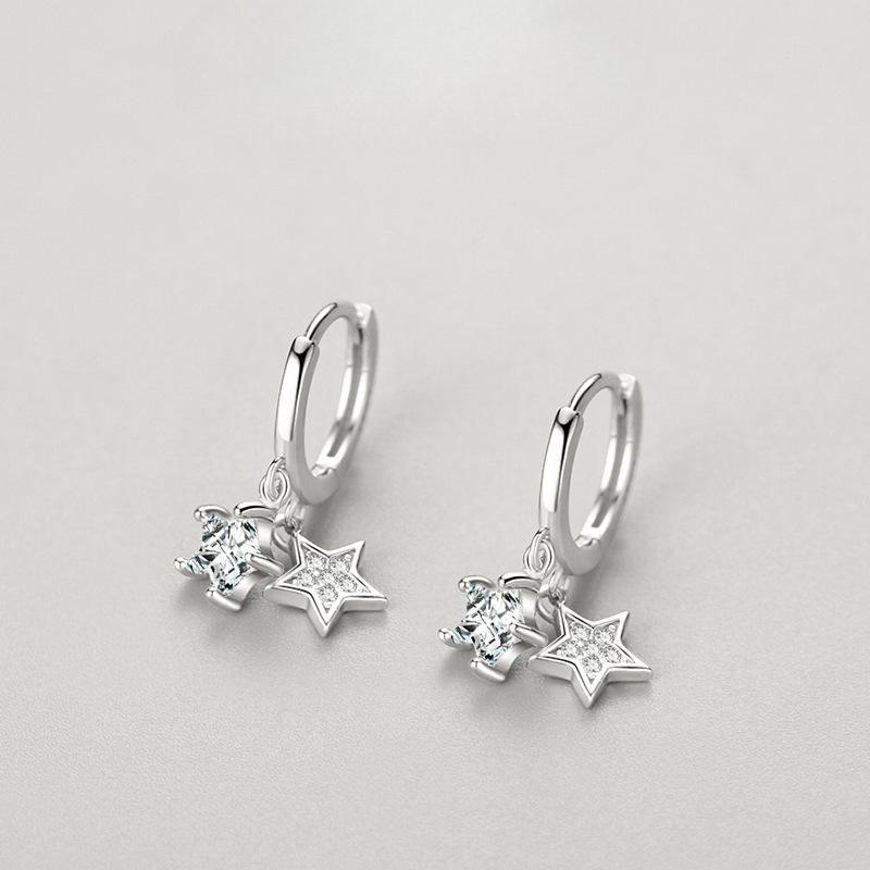 1PAIR Star Micro-set Earrings Women's European and American Personality Trend Fashion Niche Design Internet Celebrity Earrings