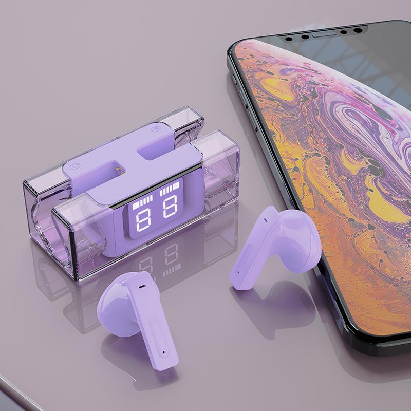 VAORLO Bluetooth 5.2 sluchátka s digitálním displejem Bezdrátová sluchátka s potlačením hluku IPX5 vodotěsná sluchátka do uší pro sport s HD mikrofonem