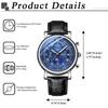 Starry Sky Watch Genuine Leather Strap Roman Alphabet Analog Display Luminous Calendar Moon Phase 3ATM Waterproof Quartz Leisure Business Stylish