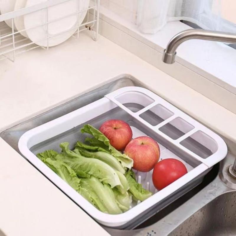 Kitchen Foldable Dish Rack Storage Water Leakage Tableware Bowl Dinnerware Drain Bowl Tray Home Drying Rack Washable Plastic