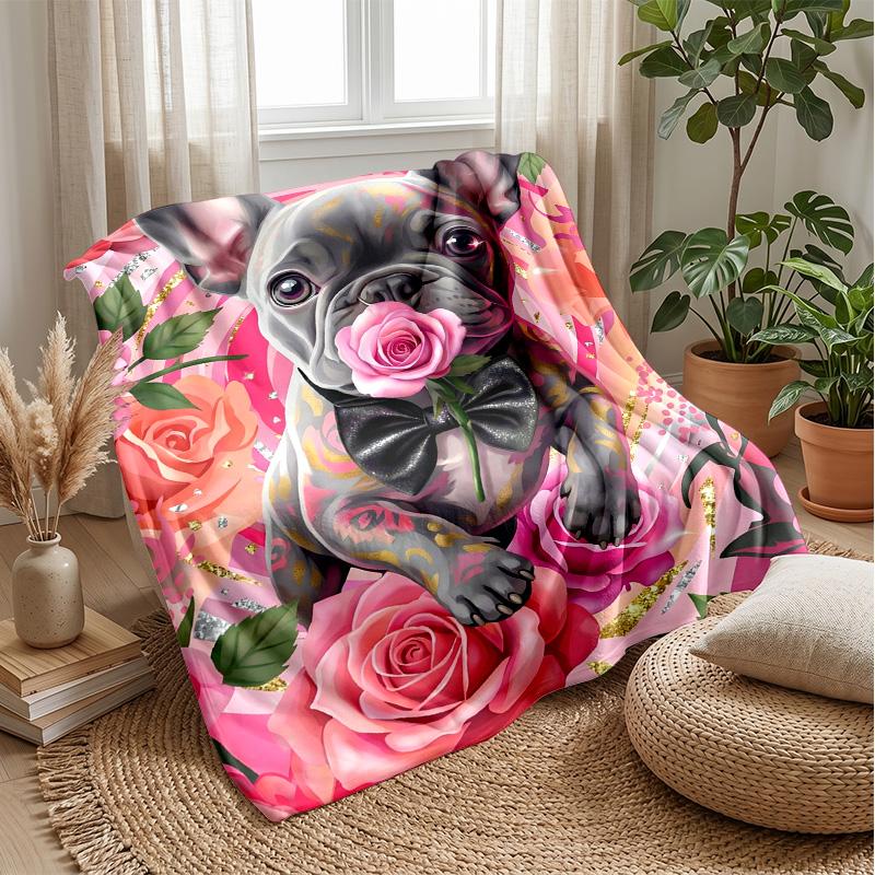 Paw Prints and Puppies Theme blanket Lightweight Warm Flannel Blanket Decorative Throw Blanket for Home Decoration