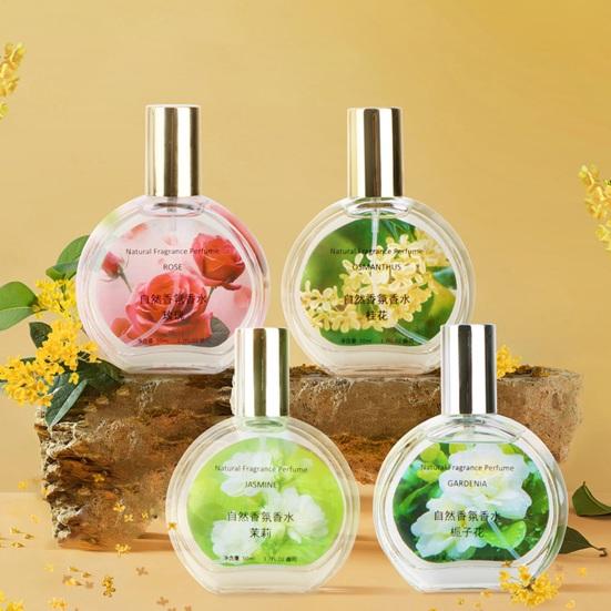 50ml Natural Fragrance Perfume for Women, Long Lasting Floral Fruity Scent, Transparent Round Bottle with Golden Cap Romantic Gift, Ideal for
