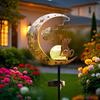 Solar Animal Garden Light, Moon Cat Bird Dog Solar Light with Metal Stake, Solar Powered Outdoor Animal Crescent Light for Patio Pathway Yard Decor