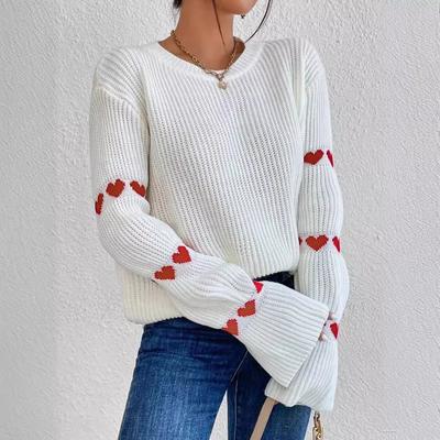 Lente en Herfst Dames Pullover Trui Losse Liefde Jacquard Breigoed