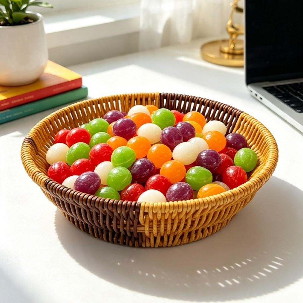 Handwoven Rattan Basket Multi-purpose Storage Tray New Wicker Basket For Kitchen Organizer