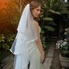 Tiered Wedding Veils Shoulder Back Coverage Breathable Tulle Bridal Veils Headpiece WithInvisible Hair Pin for Wedding