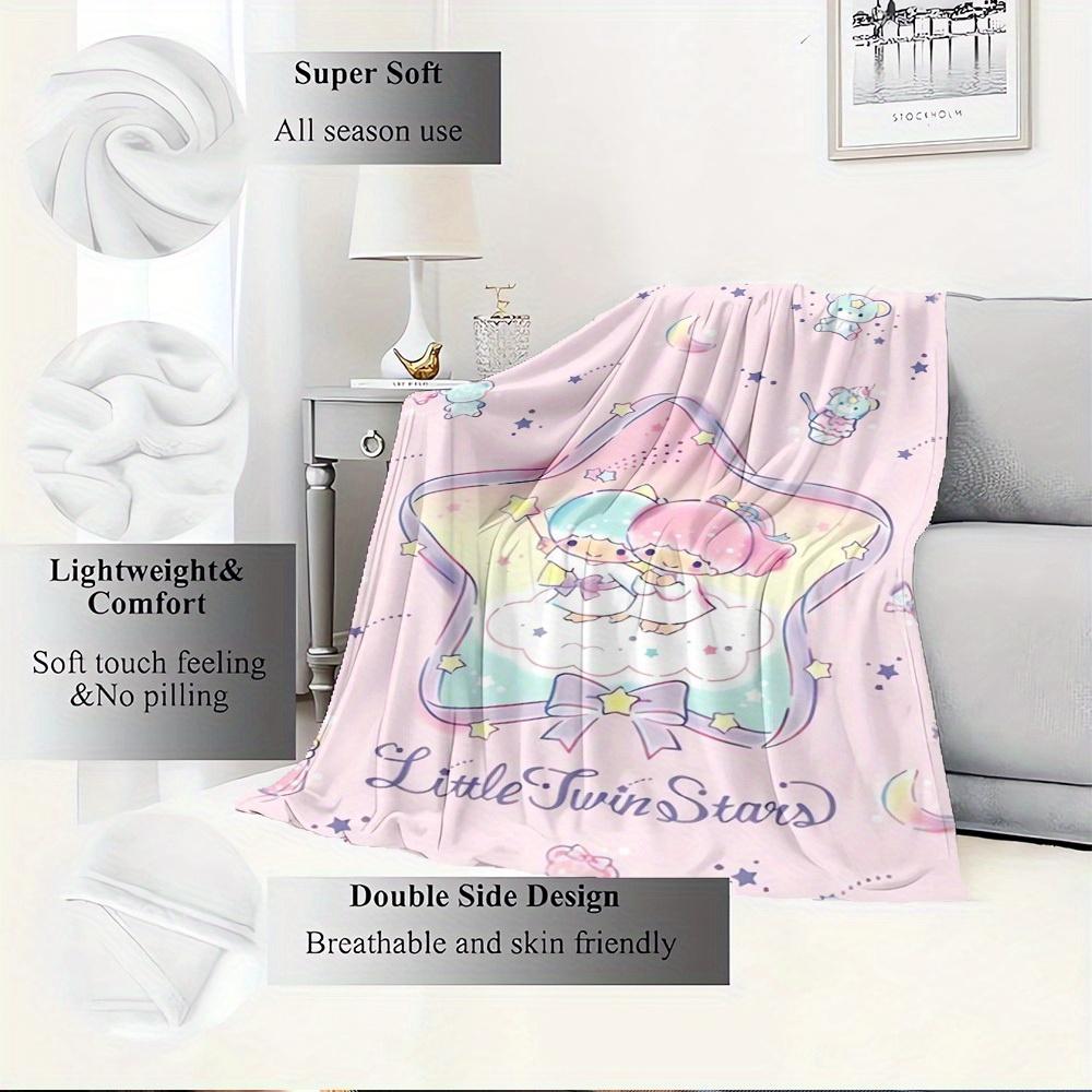 1pc Little Twin Stars Cute Cartoon Character Home Decor Blanket - Seasonal Universal Cozy Washable Gift, Suitable for All Ages, Suitable for