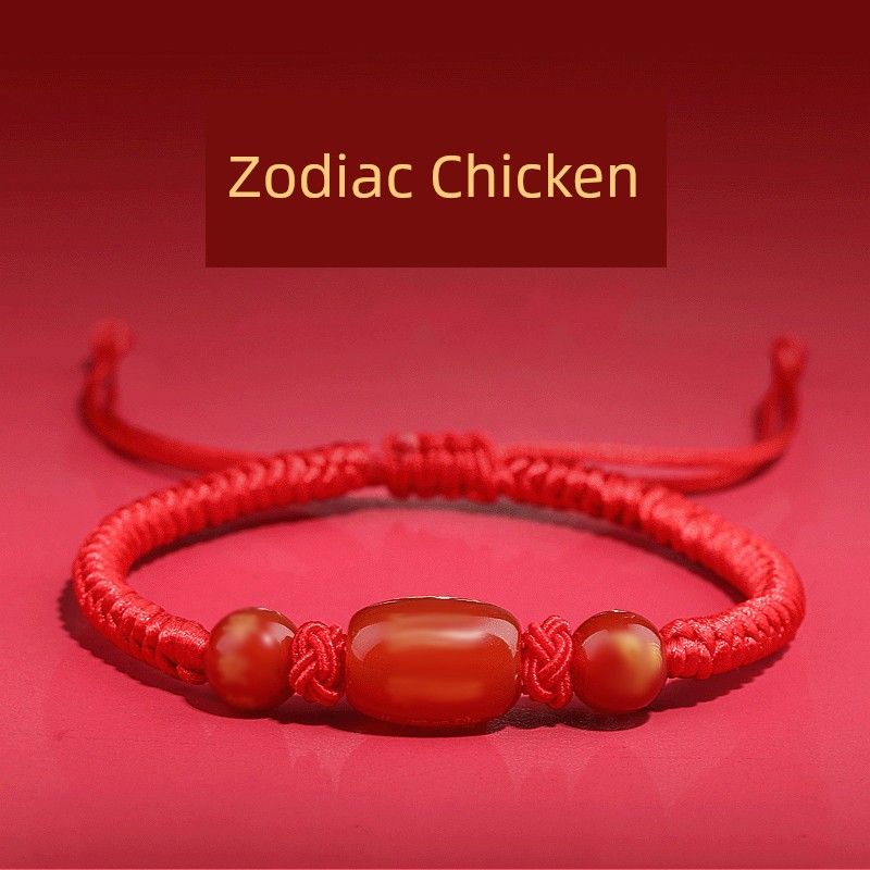 Putuo Mountain This Animal Year Red Rope Bracelet 2025 Snake Dragon Tiger Pig and Monkey Red Woven Agate Beads Carrying Strap Gifts for Men and Women