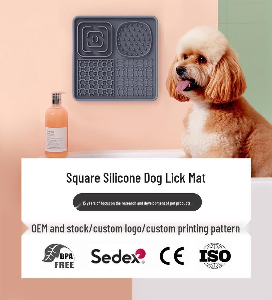 Tapete de Silicone para Lamber para Animais de Estimação Alimentador Lento para Cães com Ventosa