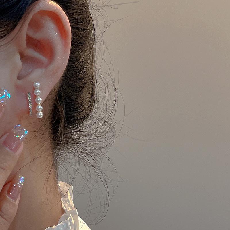 1Pair  Arrival Stud Earrings  Pearl Women Classic Double-Layer  Pearl Earrings Female Korean Simple Jewelry