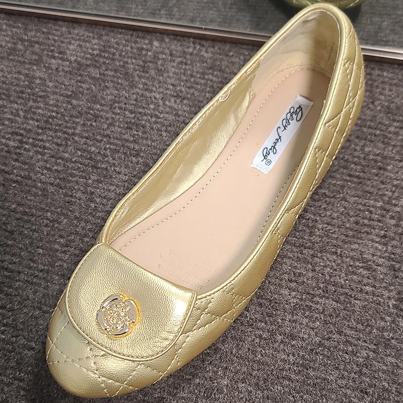 Gentle fairy pearl rhombus flat-bottomed shallow mouth ballet single shoes female retro Mary Jane shoes small leather shoes