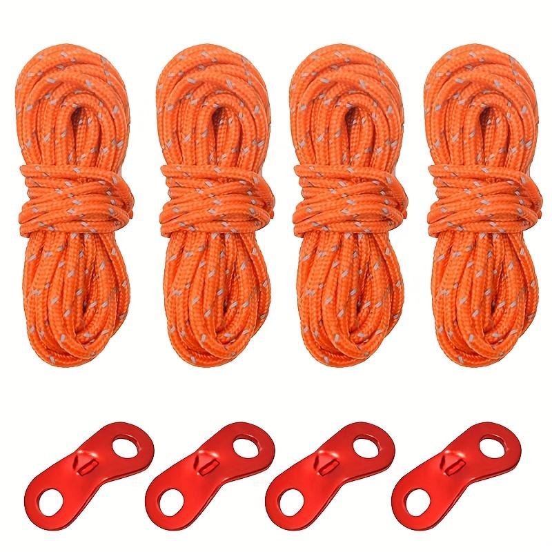 4 4-meter Wind Ropes and 4 Double Hole Wind Rope Buckle Components Outdoor Camping Tent Wind Rope Ceiling and Ground Nails Night Reflective Rope Set