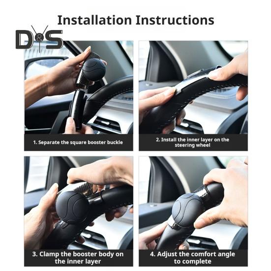 Posilovač volantu do auta Kovová ložiska Protiskluzová silikonová rukojeť Rotace o 360 stupňů Asistenční koule pro řízení jednou rukou Univerzální interiér