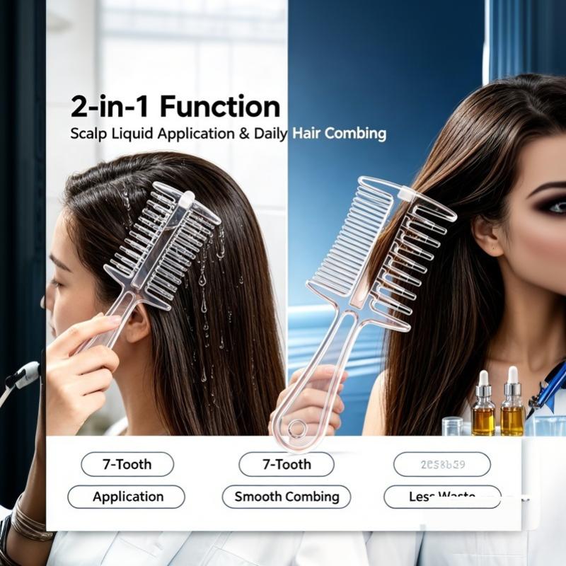 2-In-1 Scalp Applicator Comb With 7 Rolling Massage Tips Multi-Function Scalp Liquid Applicator Anti-Frizz Hair Care Comb Gift