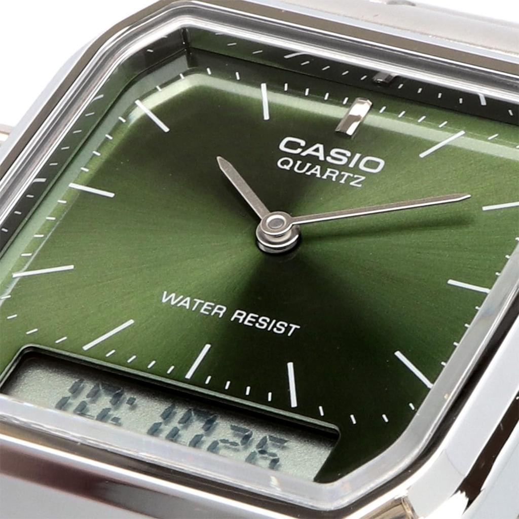 Casio Vintage Series Quartz Dual Overseas Model ANA-DIGI Watch, AQ-230A-3AMQY, Unisex, Time, Green, [Used]