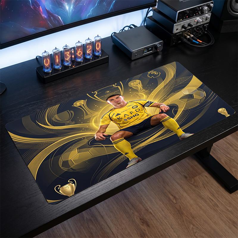 Cristiano Ronaldo Wappen Mauspads, Erweitertes rutschfestes Gummi Schreibtischmatte für Gaming Büro Laptop Fan Geschenk