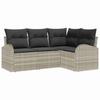 Garden Sofa Set with Cushions 4 Pcs Light Grey Poly Rattan