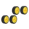 4PCS 110 RC Wheel Tires with Hub Fin Plastics Rubber RC Flat Wheel for Car Upgrade Parts Yellow
