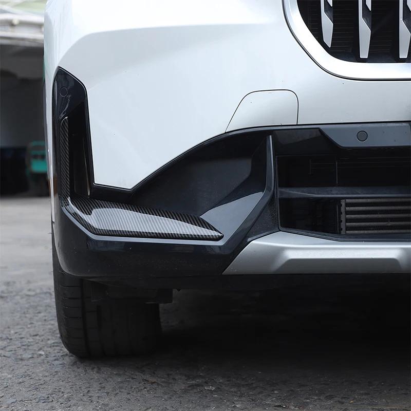 For BMW X1 IX1 U11 2023 2024 2025 2026 ABS Carbon Fiber Style Car Front Bumper Side Molding Cover Trim Sticker Accessories