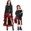 Středověký pirátský rodinný kostýmový set s volánovými dlouhými šaty pro Halloween Cosplay
