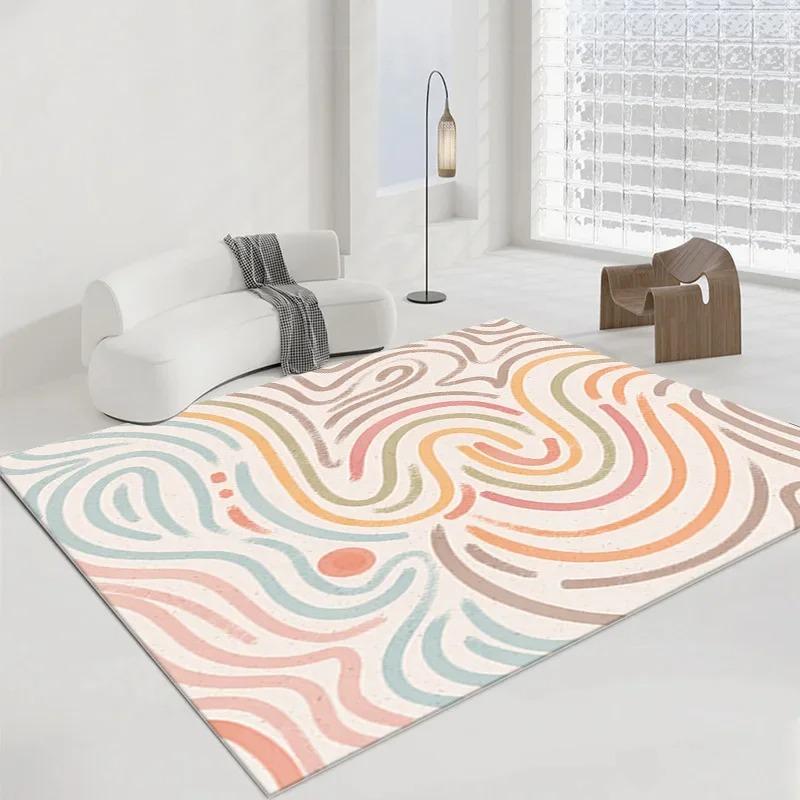 Simple Rainbow Line Pattern Floor Mat Door Front Decoration Home Living Room Floor Mat