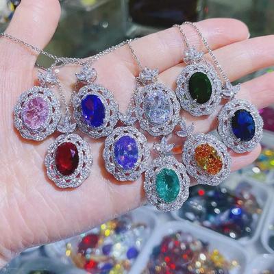European & American Style Colored Zircon Pendant Necklace - Women's Fashionable Classic Design.