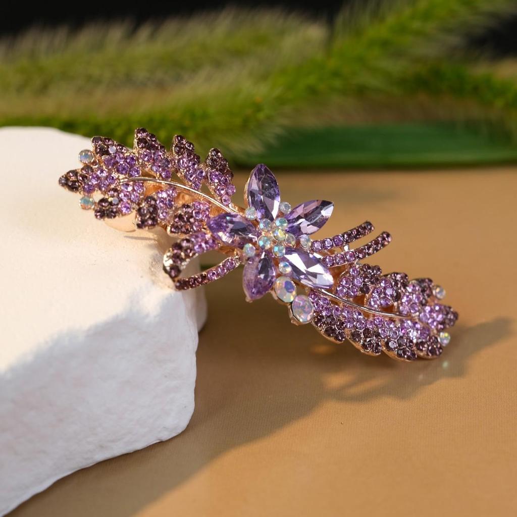 Barrette à cheveux en strass cristal coréen: Grand, Élégant, Chapeau de Tête Queue de Cheval Horizontal pour Adultes