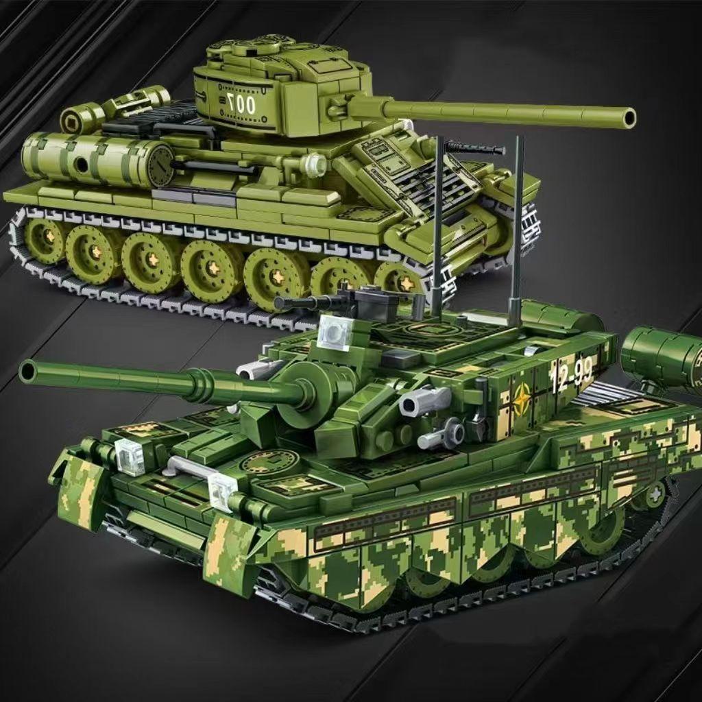 MOC 99A Main Battle Tank Military Challenger Leopard Panther Heavy Soldier Building Blocks Model Bricks Army Toys for Children