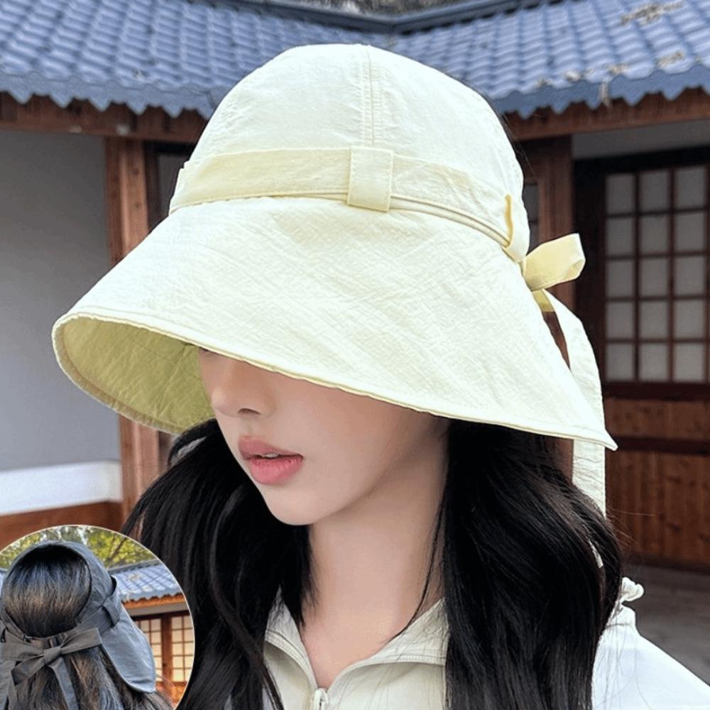 Bow Large-brim Bucket Hat Lightweight Sun-protection Hat Sunshade Fisherman Hat  Summer Season