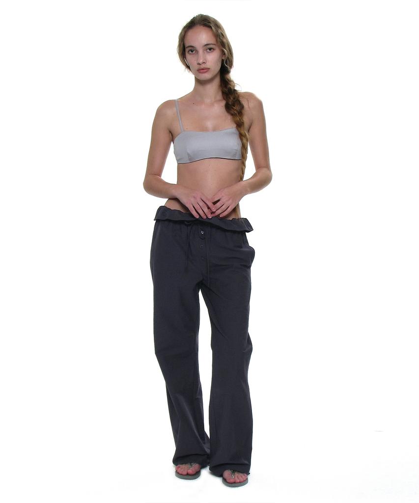 PARTIMENTO WOMEN Two-Way Frill Turnover Waist Pants_Navy