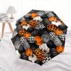 Pumpkin Pattern Halloween Automatic Folding Umbrella  Simple 8 Rib Design, Bright Cartoon Pattern, Durable Iron Frame, Suitable For Travel,