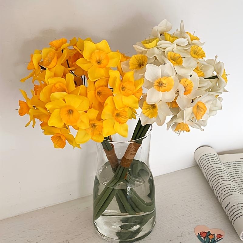 3/9pcs Narcissus Artificial Flowers Fake Bouquet Tabletop Ornaments Realistic Plastic Daffodil for Home Office Indoor Decor Gift