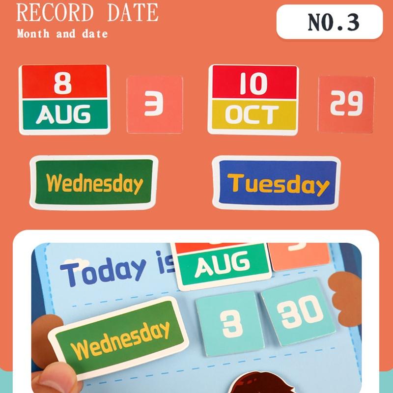 Kids Calendar Time Month Date Day Season Weather Busy Book Learning Chart Board Early Educational Toy for Boys Girls Home School