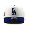 EU Exclusive New Era Cap 9FORTY Snapback Los Angeles Dodgers MLB US FLAG GREEN BRIM SNAPBACK CAP LOS ANGELES DODGERS Cream Hat 940AF LA Side Patch