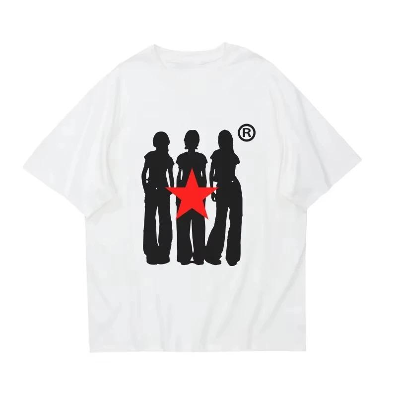 Y2K Streetwear Cotton T-shirt Harajuku Graphic Print Oversized Punk Short Sleeve T-shirt Rock Goth Retro Top Hip Hop Tee Fashion