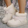 Fashion Sweet Bowknot Decoration Cotton Snow Boots Women 2025 Winter Warm Short Plush Ankle Boots Fashion Faux Fur Slip On Booties