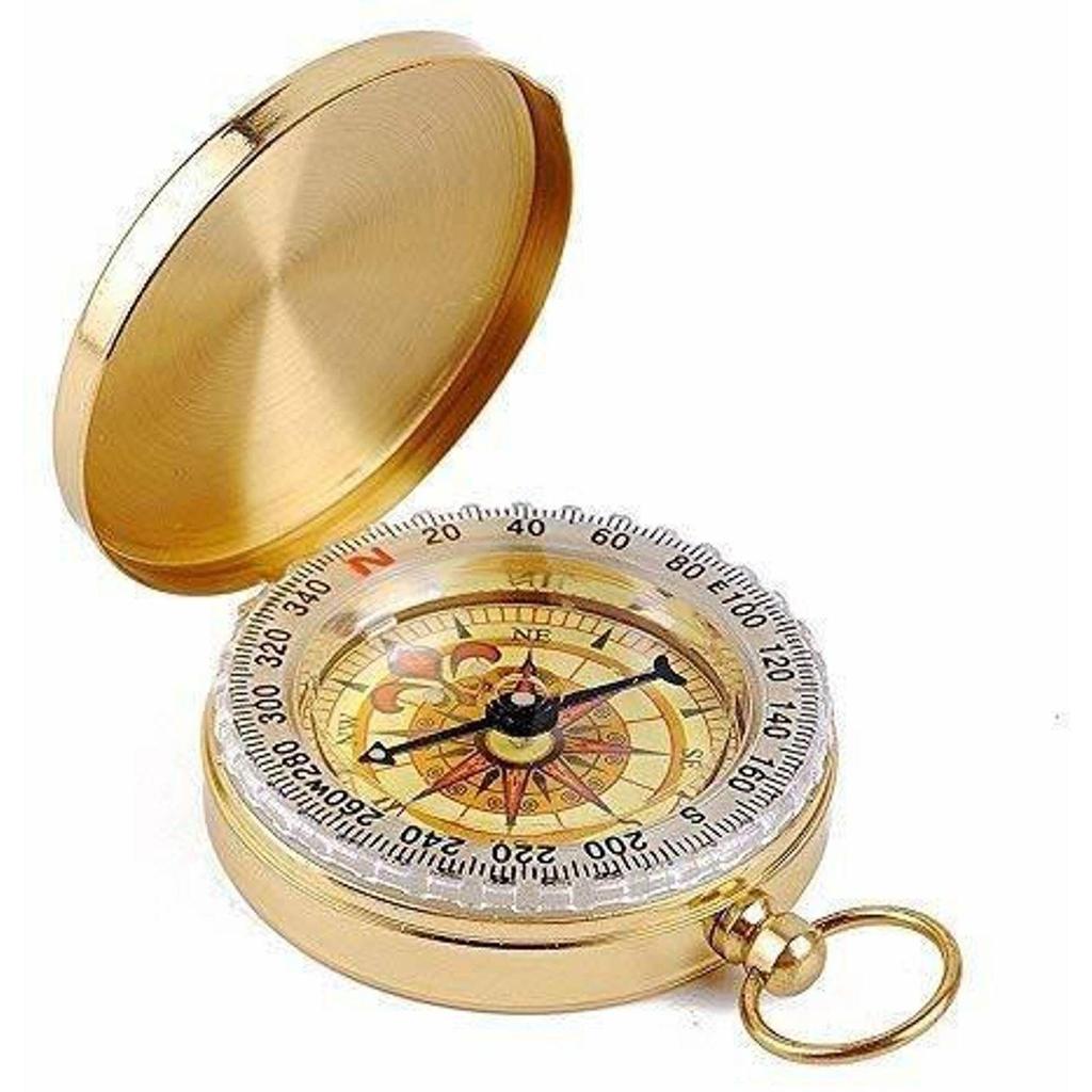 Copper Flip Outdoor Multi-Function Metal Compass with Luminous Pocket Watch Compass  (Gold)