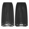 Women Stylish Clothing Elastic Waistband Lace Hem Skirt Thin Silk Satin Solid Color Inner Skirt