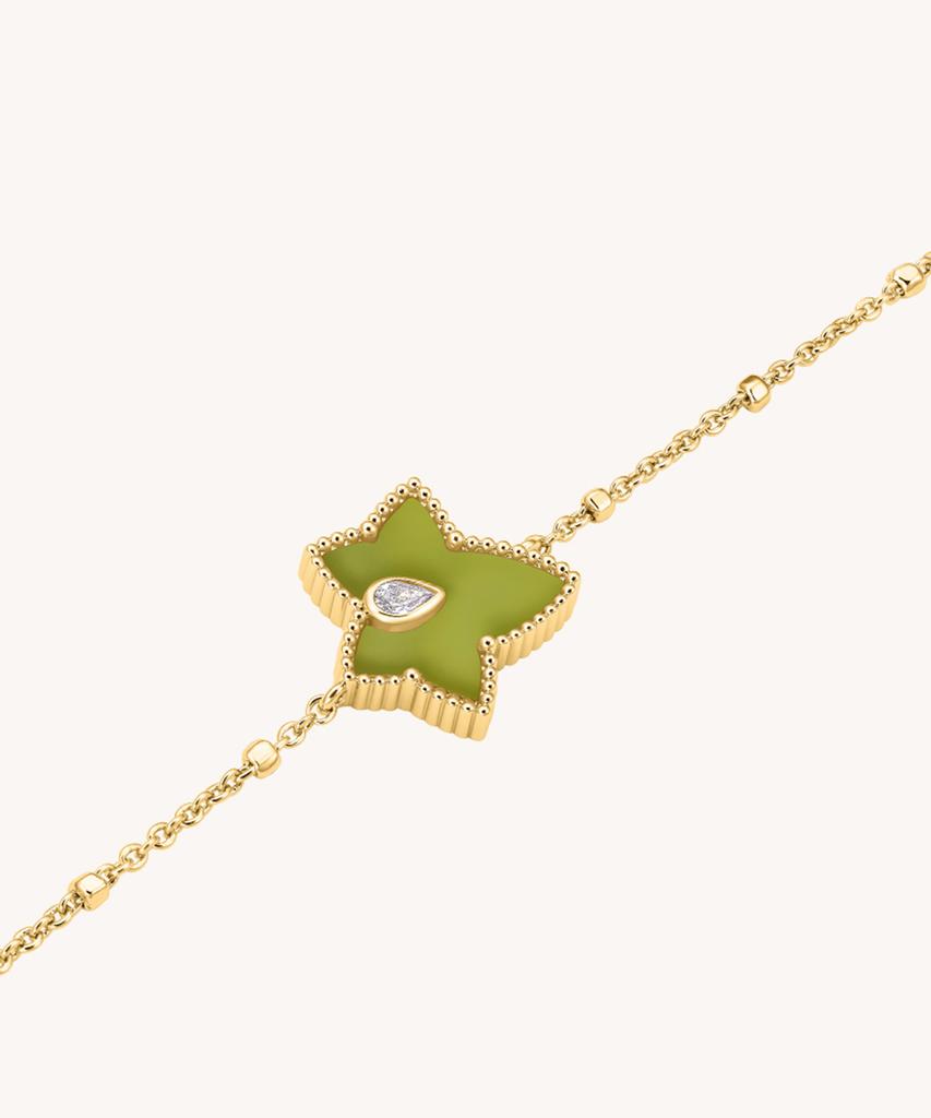 Lola Rose Ivy Green Onyx Bead Pendant Chain Bracelet