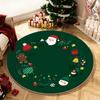 Christmas Round Carpet Holiday Party Decor Floor Mat Santa Gingerbread Bell Snowman Print Anti-slip Rug for Bedroom Living Room