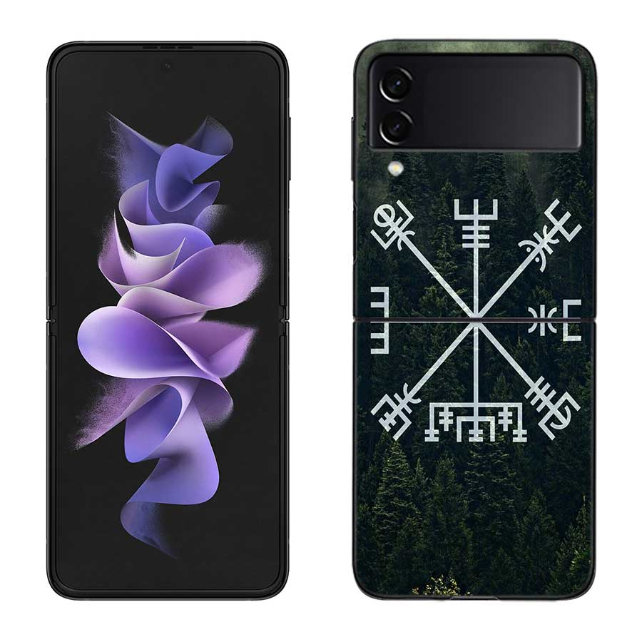 Nordic Norse Phone Case For Samsung Z Flip 7 6 5G Galaxy Z Flip 5 4 3 Black Hard Cell Cover Luxury PC Shell Coque