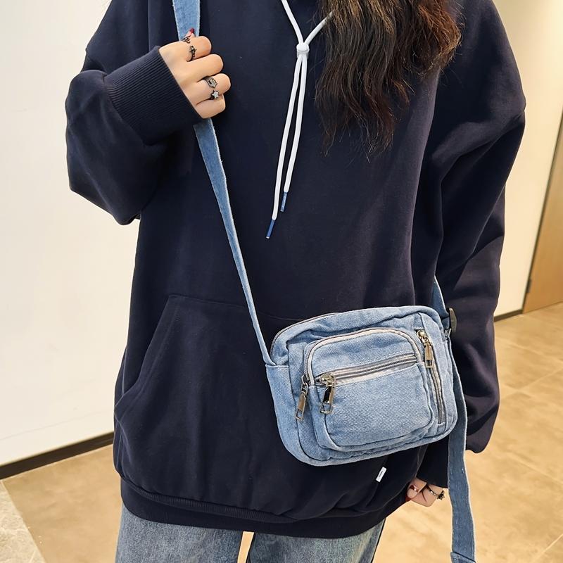 Shoulder Bag Denim Bag Women's Crossbody Bag Men Mobile Phone Bag Multi-Layer Bag