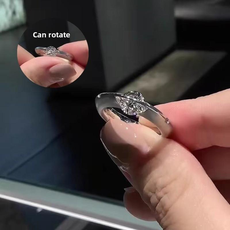 S925 sterling silver moissanite women's niche design shining universe star ball revolving ring platinum high-end jewelry gift