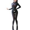 Womens Semi-Sheer Bodysuit Zipper Collar Crotchless Nightclub Attire