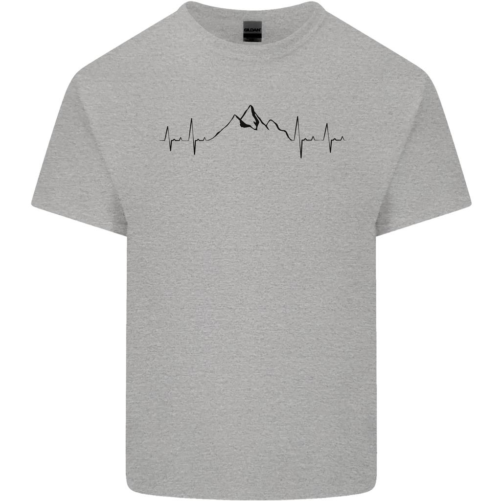 Mountain Ecg Hiking Trekking Climbing Pulse Unisexs Light Cotton Tshirt