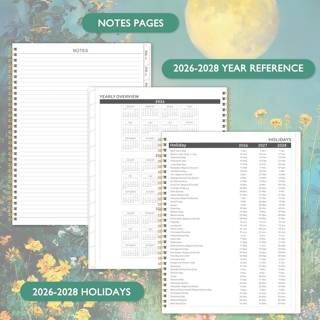 2026-2027 Monthly Planner - 2026-2027 Planner, Jan. 2026 - Dec. 2027, Monthly Planners 2026 with Tabs, 9" x 11", Twin-wire Binding, Back Pocket, Note