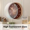 Luxury Brown Wall Clock Silent Minimalist Starlight 2D Dial Easy-to-Read Numeral Clock for Modern Living Room Bedroom Home Decor